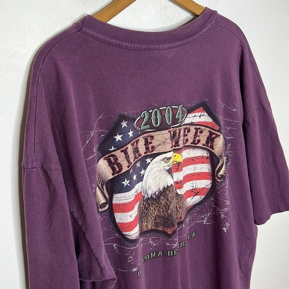 Vintage Single Stitch 2004 Daytona Beach Bike Week Eagle Double Graphic T Shirt - Picture 5 of 14